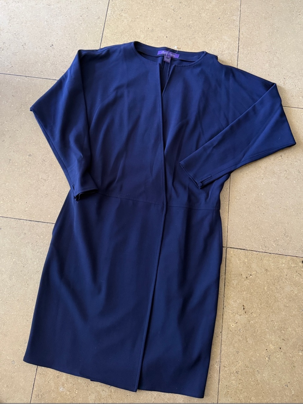 Ralph Lauren Purple Label Navy Open-Front Batwing Midi Dress